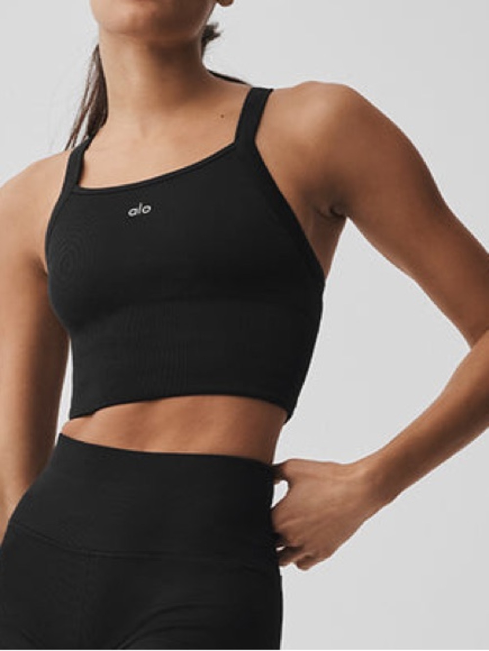 ALO Yoga women’s Black Racerback Crop Tank Top